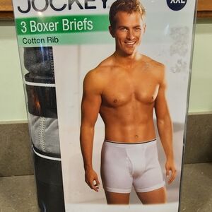 Jockey 3-Pack Cotton Rib Boxer Briefs - White, Gray, Black